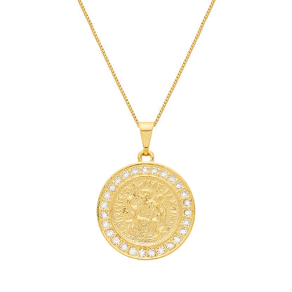 Colar São Miguel Arcanjo Banhado a Ouro 24k com Zircônias - Belice