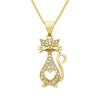 Colar Dourado Pingente Gato Cravejado Zircônia - Belice Joias