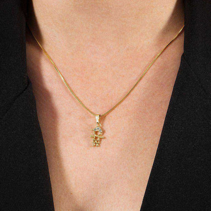Colar Dourado Pingente Filho com Zircônia - Banho Ouro 24K Belice