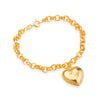 Pulseira Feminina Elo Português Coração Ouro 24K - Belice Joias