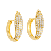 Brinco de Argolinha Dourado Cravejado Zircônias - Belice Joias
