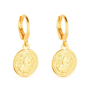 Brinco Argolinha Dourada Medalha Religiosa Banho Ouro 24K | Belice
