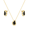 Conjunto Feminino Dourado Formato Orgânico Preto - Belice Joias