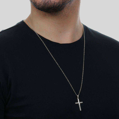 Pingente de Cruz Masculino Ródio Ouro Branco - Belice Joias