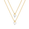 Colar Duplo Dourado Coração Cristal Banhado a Ouro 24K - Belice