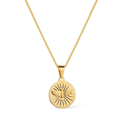 Colar Dourado Medalha Espírito Santo Ouro 24K - Belice Joias