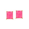 Brinco Dourado Pedra Retangular Rosa Antialérgico - Belice Joias