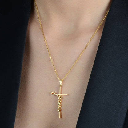 Colar Dourado Religioso Cruz de Jesus Ouro 24k - Belice Joias