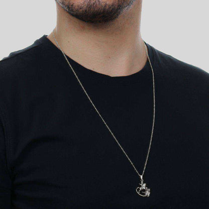 Pingente Masculino São Jorge Prateado Ródio Branco - Belice Joias