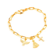 Pulseira Religiosa Nossa Senhora e Cruz Ouro 24K - Belice Joias