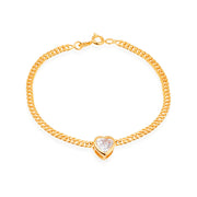 Pulseira Dourada Coração Zircônia Banhada a Ouro 24K - Belice Joias