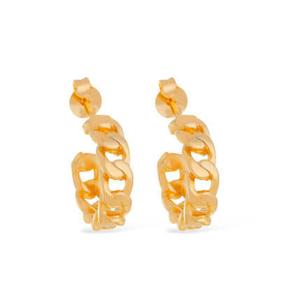 Brinco de Argola Corrente Pequena em Ouro 24K - Belice Joias