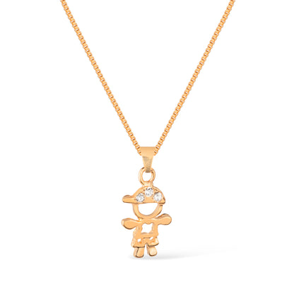 Colar Dourado Pingente Filho com Zircônia - Banho Ouro 24K Belice