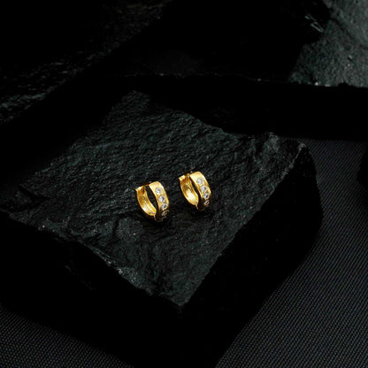 Brinco Dourado Argolinha com Zircônia Antialérgico - Belice Joias