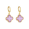 Brinco Trevo Dourado com Zircônia Rosa em Ouro 24K - Belice Joias