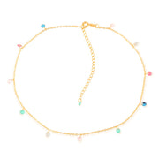 Colar Choker Dourado Pontos de Luz Cristais Ouro 24K - Belice Joias