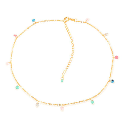 Colar Choker Dourado Pontos de Luz Cristais Ouro 24K - Belice Joias