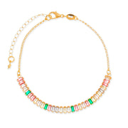 Pulseira Feminina Pedras Coloridas Banhada a Ouro 24K - Belice Joias
