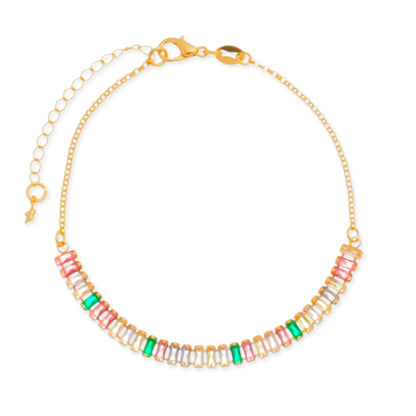 Pulseira Feminina Pedras Coloridas Banhada a Ouro 24K - Belice Joias