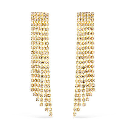 Brinco Dourado de Luxo com Strass e Ouro 24K - Belice Joias