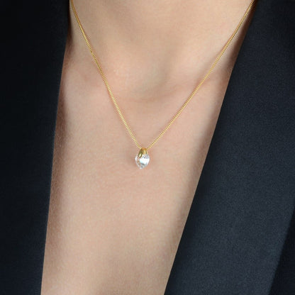 Colar Dourado Coração em Cristal Banho Ouro 24k - Belice Joias