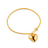 Pulseira Cordão Baiano com Coração Banho Ouro 24K - Belice Joias