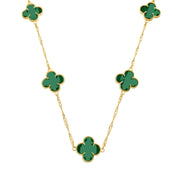 Colar Dourado 5 Trevos Verde Banhado a Ouro 24K | Belice Joias