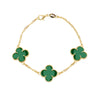 Pulseira Trevo Dourada com Zircônia Verde Ouro 24K | Belice Joias