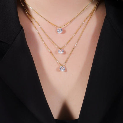 Colar Dourado Triplo Ponto de Luz Zircônia Ouro 24K - Belice Joias