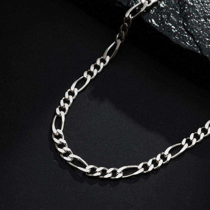 Corrente Masculina Prateada Elo 3x1 Banho Ródio - Belice Joias