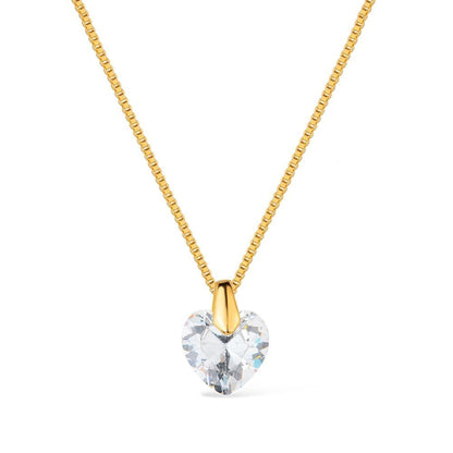 Colar Dourado Coração em Cristal Banho Ouro 24k - Belice Joias