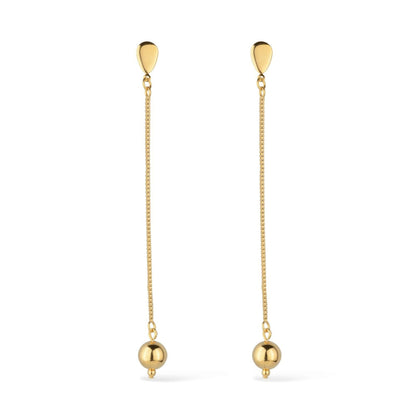 Brinco Dourado de Corrente Longo Banhado Ouro 24K | Belice Joias