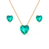 Conjunto Colar e Brinco Coração Verde Ouro 24K - Belice Joias