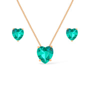 Conjunto Colar e Brinco Coração Verde Ouro 24K - Belice Joias
