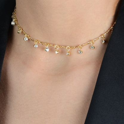 Choker Dourada Pontos de Luz Banhada a Ouro 24K - Belice Joias