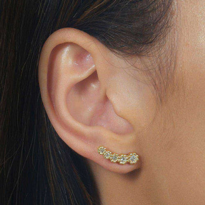 Brinco Ear Cuff Dourado 5 Zircônias Banhado Ouro 24K - Belice