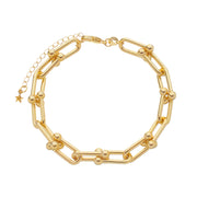 Pulseira Feminina Elos Largos Dourada Ouro 24K - Belice Joias