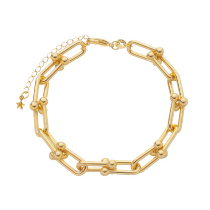 Pulseira Feminina Elos Largos Dourada Ouro 24K - Belice Joias