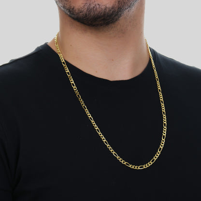 Corrente Dourada Masculina Elo 3x1 4mm Ouro 24k - Belice Joias