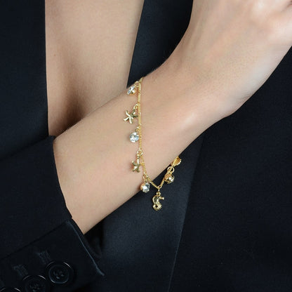 Pulseira Feminina Dourada Fundo do Mar Ouro 24K - Belice Joias