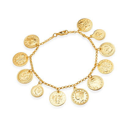 Pulseira de Moeda Antiga Banhada a Ouro 24K - Belice Joias