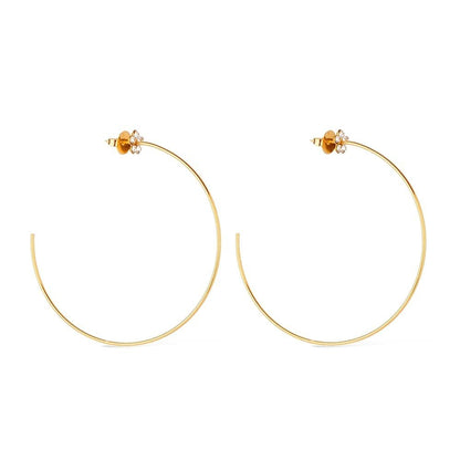 Brinco Argola Dourada Grande Flor Strass Ouro 24K - Belice Joias