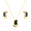 Conjunto Colar e Pingente Dourado Orgânico Preto - Belice Joias