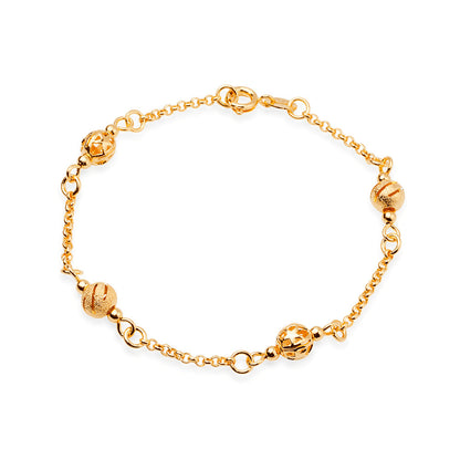 Pulseira Elo Português com Esferas Banhada a Ouro 24K - Belice Joias