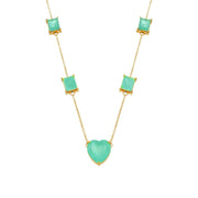 Colar Feminino Banhado a Ouro 24K Pedras Verdes | Belice Joias
