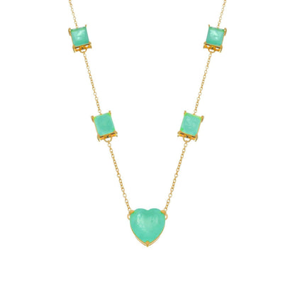Colar Feminino Banhado a Ouro 24K Pedras Verdes | Belice Joias