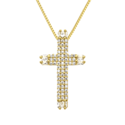 Colar Dourado de Cruz Cravejado com Zircônia - Belice Joias