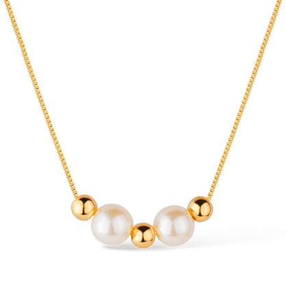 Colar Dourado de Pérolas e Esferas Banhado a Ouro 24K - Belice