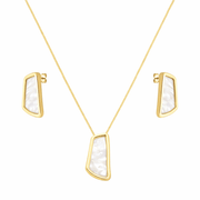 Conjunto Dourado Madrepérola Estilo Orgânico | Belice Joias
