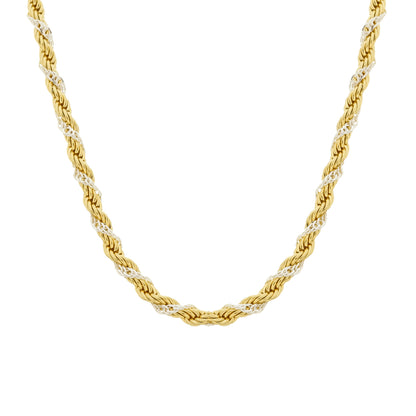 Colar Baiano Bicolor Dourado e Prateado Ouro 24K - Belice Joias